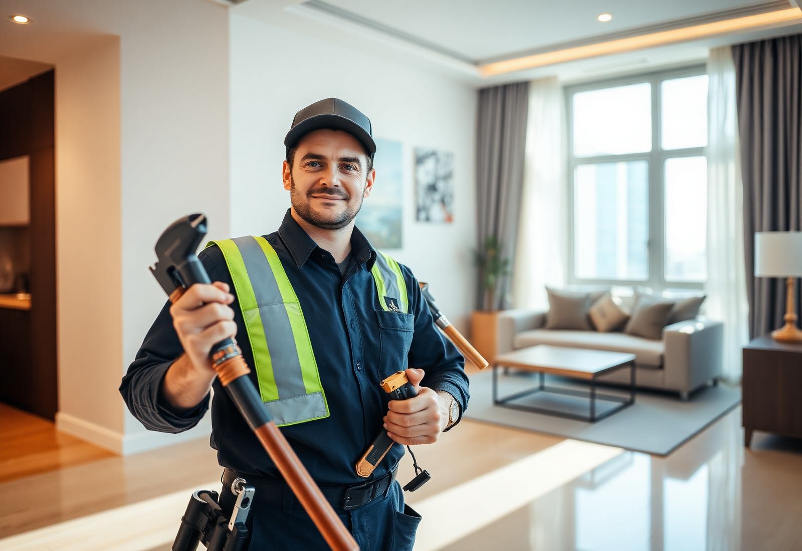 Sahar Al Sharq technician performing home maintenance in a Dubai apartment